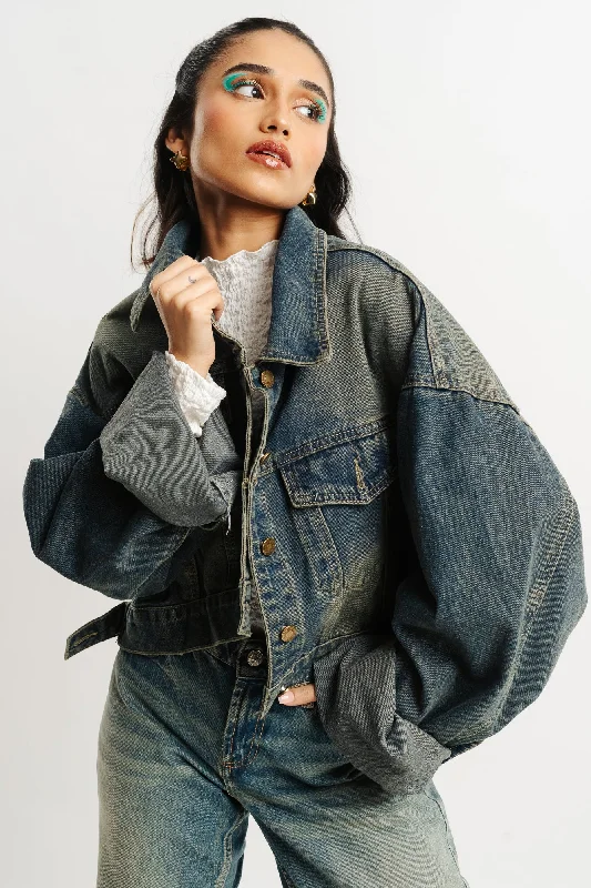 Comfortable Women's Apparel Blue Tinted Denim Jacket