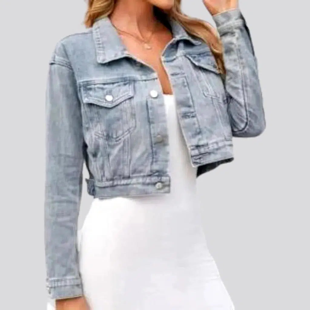 Vintage-Inspired Women's Apparel Vintage light-wash jean jacket for women