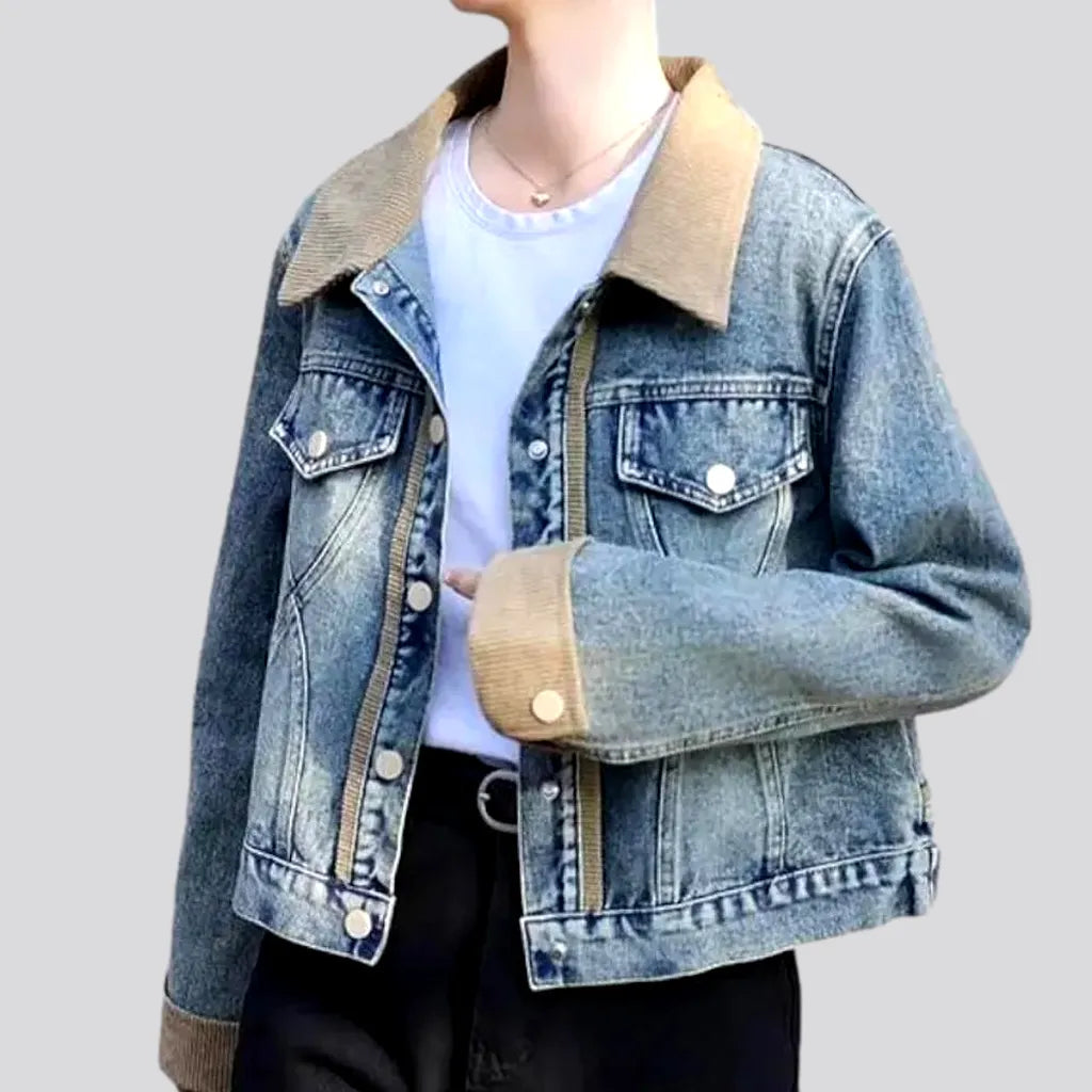 Women's Stylish Professional Garments Vintage light-wash women's jeans jacket