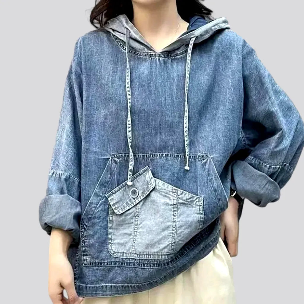 Luxury Women's Clothes Vintage hooded women's denim jacket