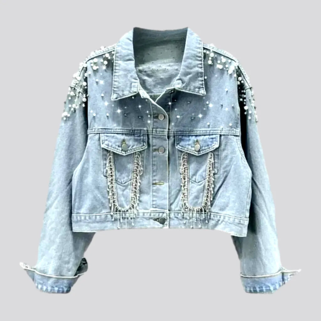 Women's Travel Outfit Set Light-wash women's jean jacket