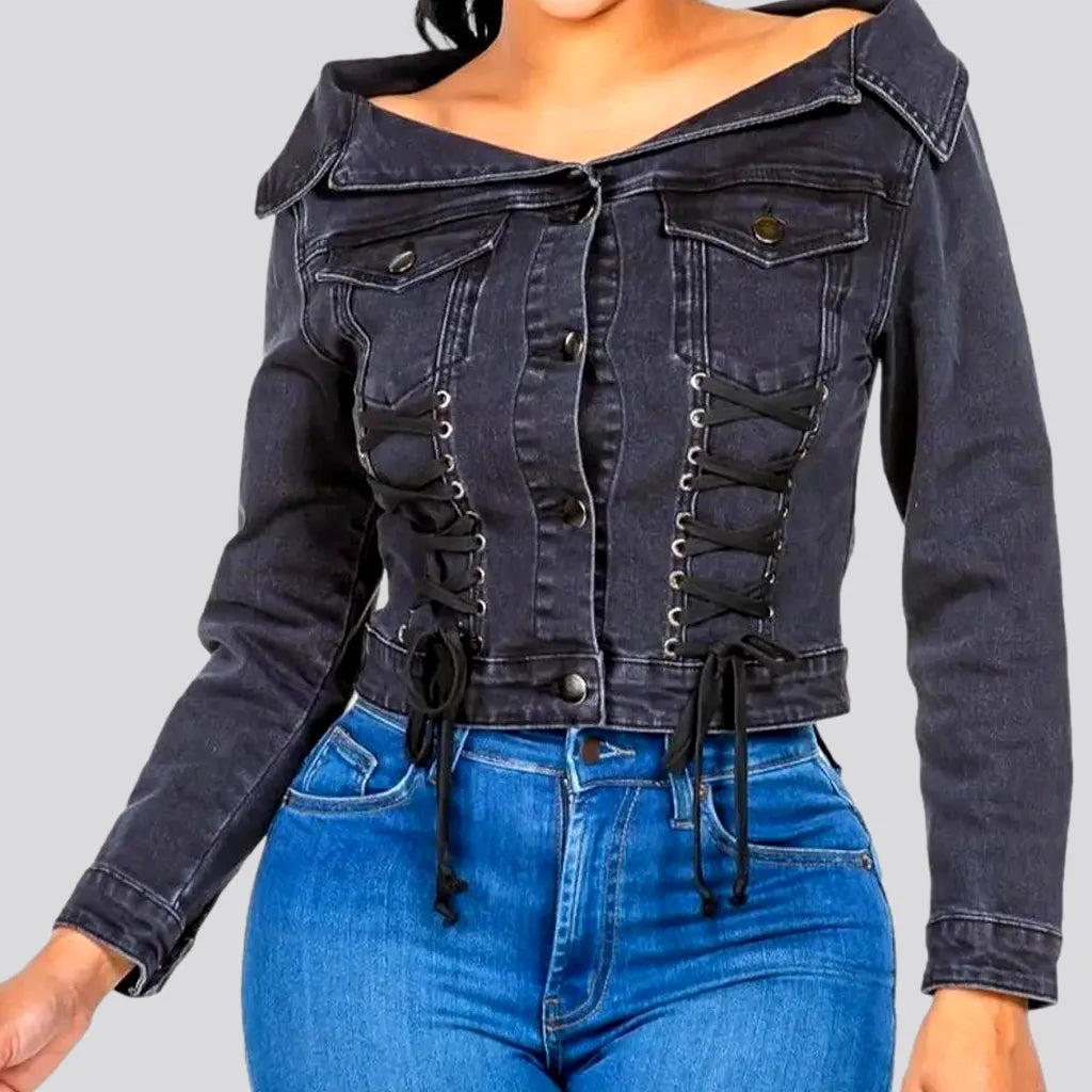 Stylish Outerwear Clothes For Women Trendy medium length women's denim jacket