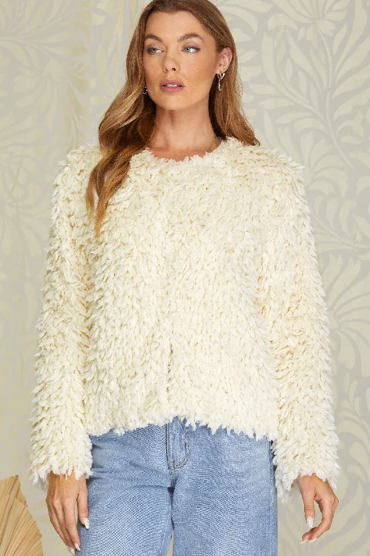 Women's Clothing Sets Long Sleeve Faux Fur Jacket