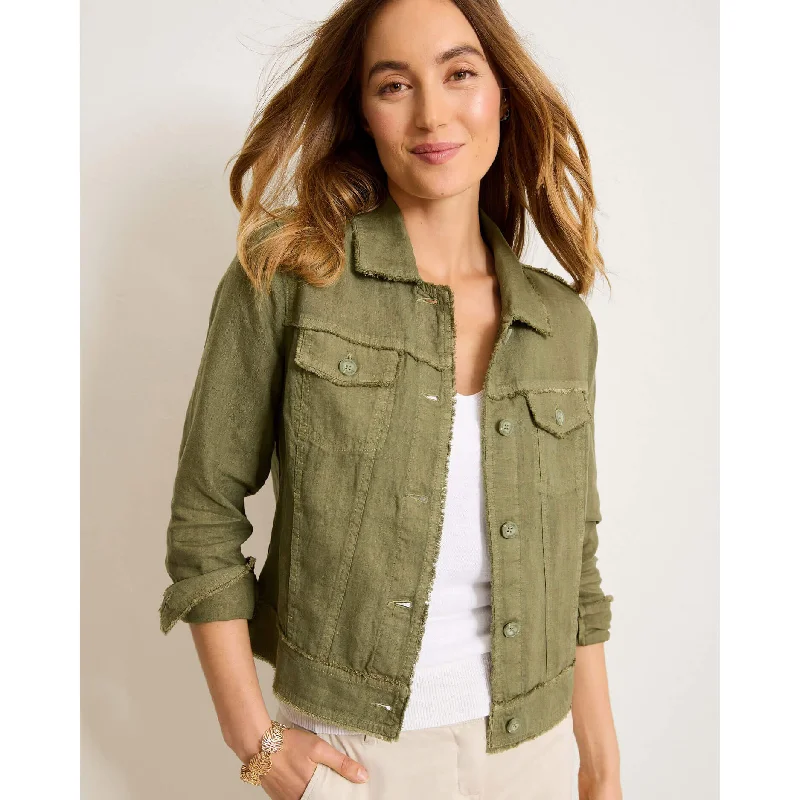 Women's Casual Wear Clothing Tommy Bahama Women's Two Palms Raw Edge Linen Jacket - Dark Fern