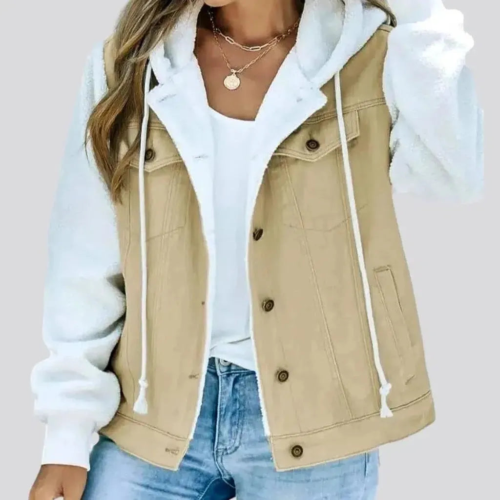 Women's Athleisure Apparel Mixed-fabrics women's jeans jacket