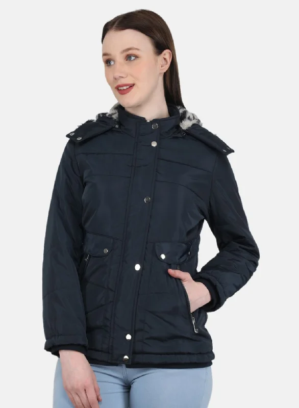 Formal Clothing For Women Women NAvy Blue Solid Jacket