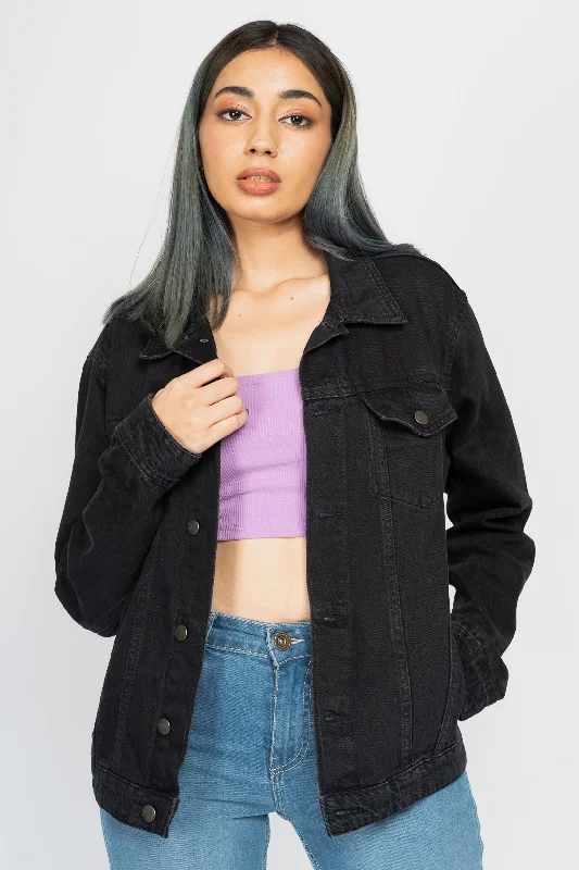 Classic Women's Apparel Black Trucker Jacket