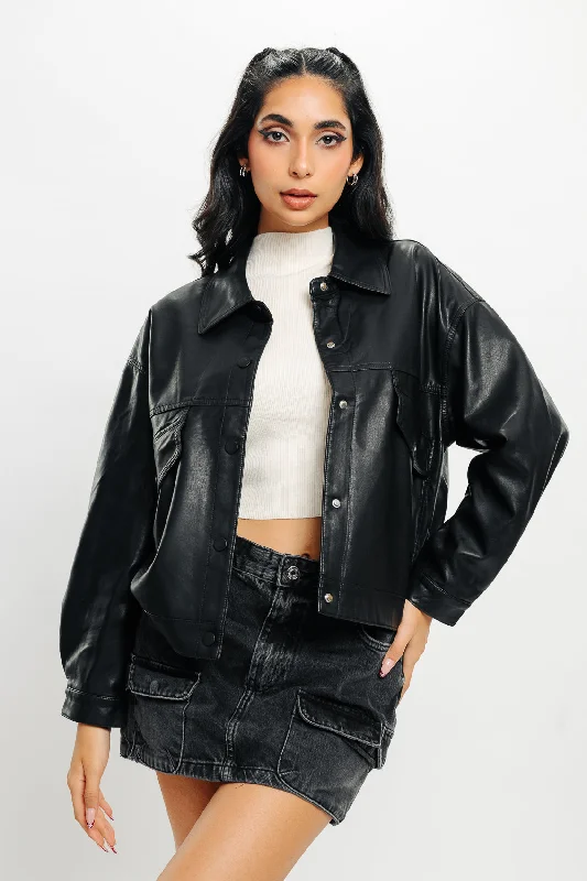 Women's Party Outfit Light Leather Shacket