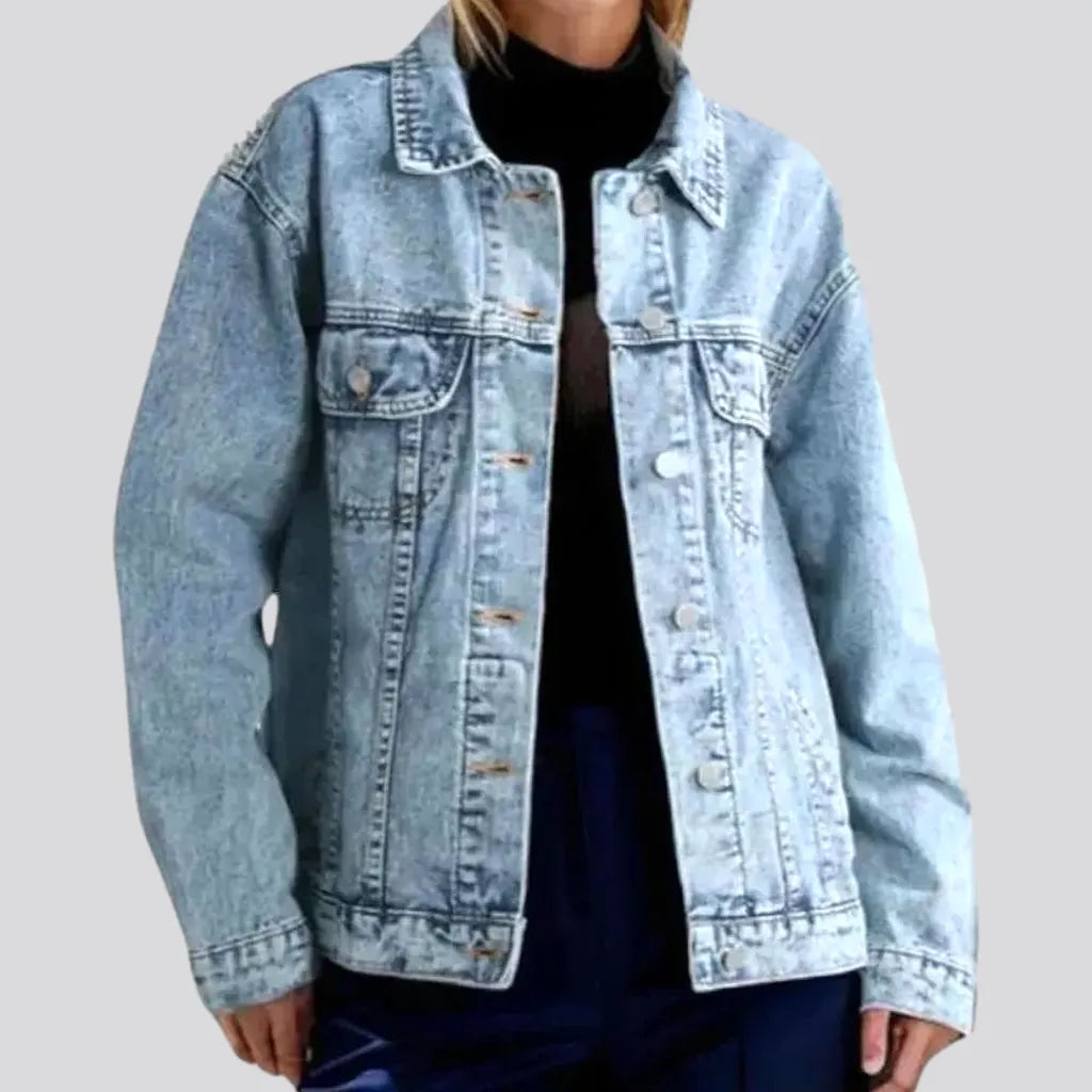 Women's Plus-Size Attire Extra-large fit worn-in women's jean jacket