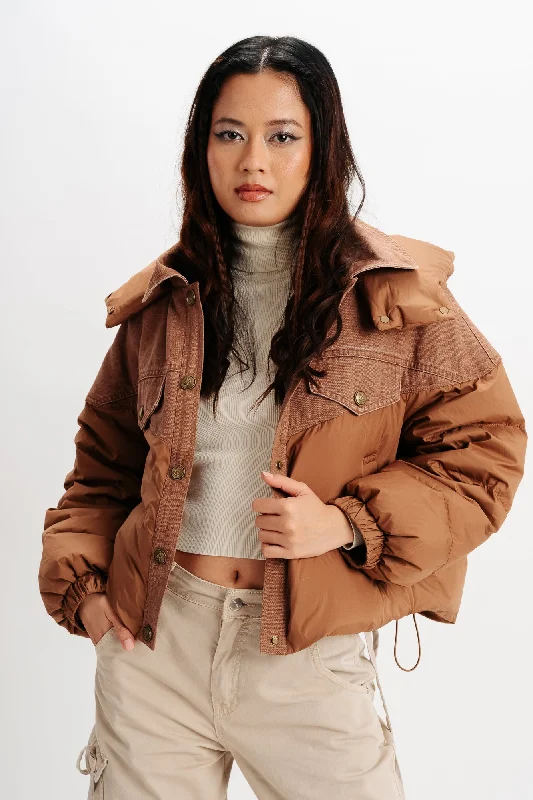 Women's Classic Attire Brown Bomber Jacket