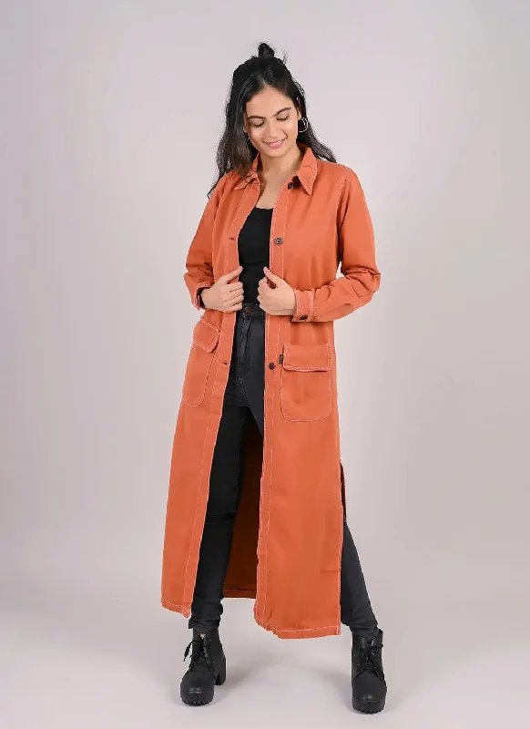 Women's Relaxed Clothes Rust Denim Over Coat