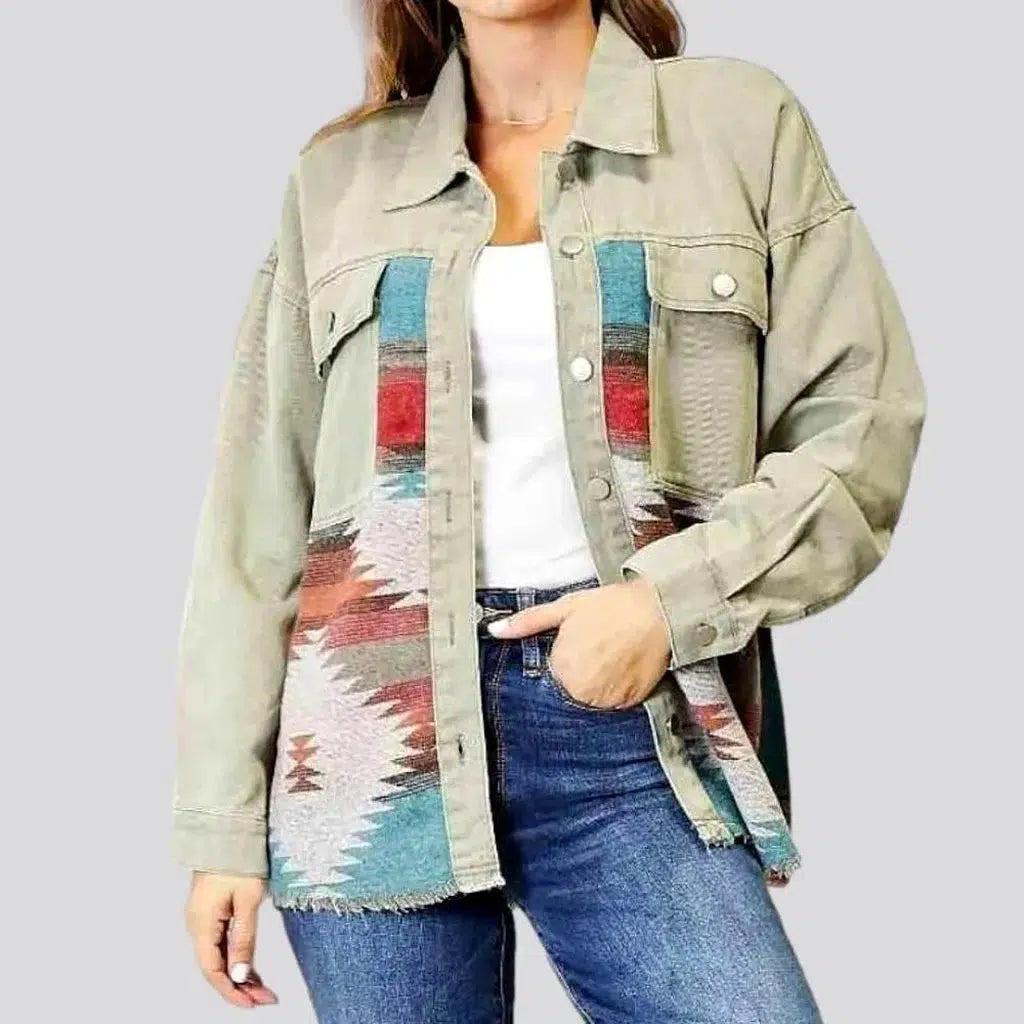 Tailored Clothing For Women Color patchwork denim jacket for ladies