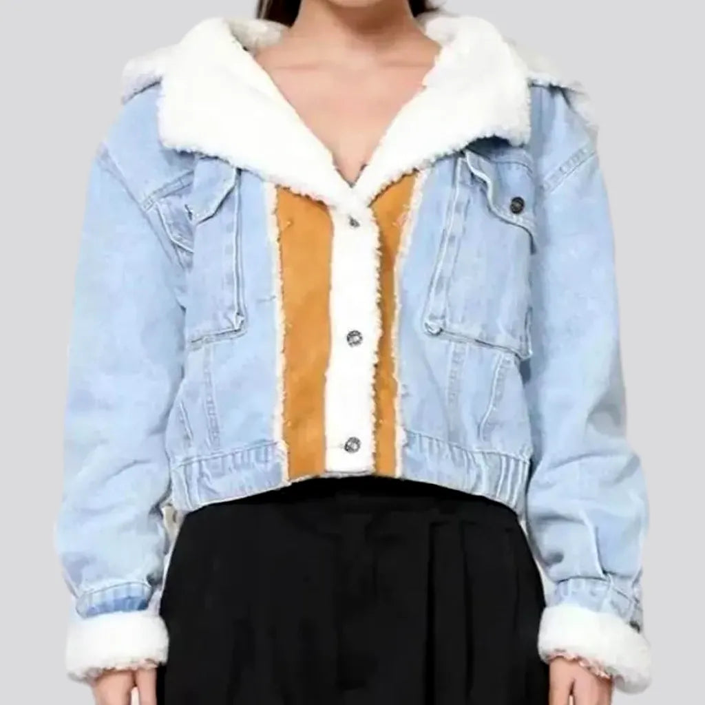 Formal Attire For Women Light-wash hooded denim jacket for women