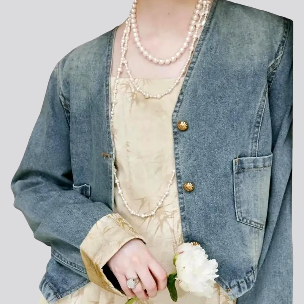 Chic Clothes For Women Extra-large washed out women's denim jacket