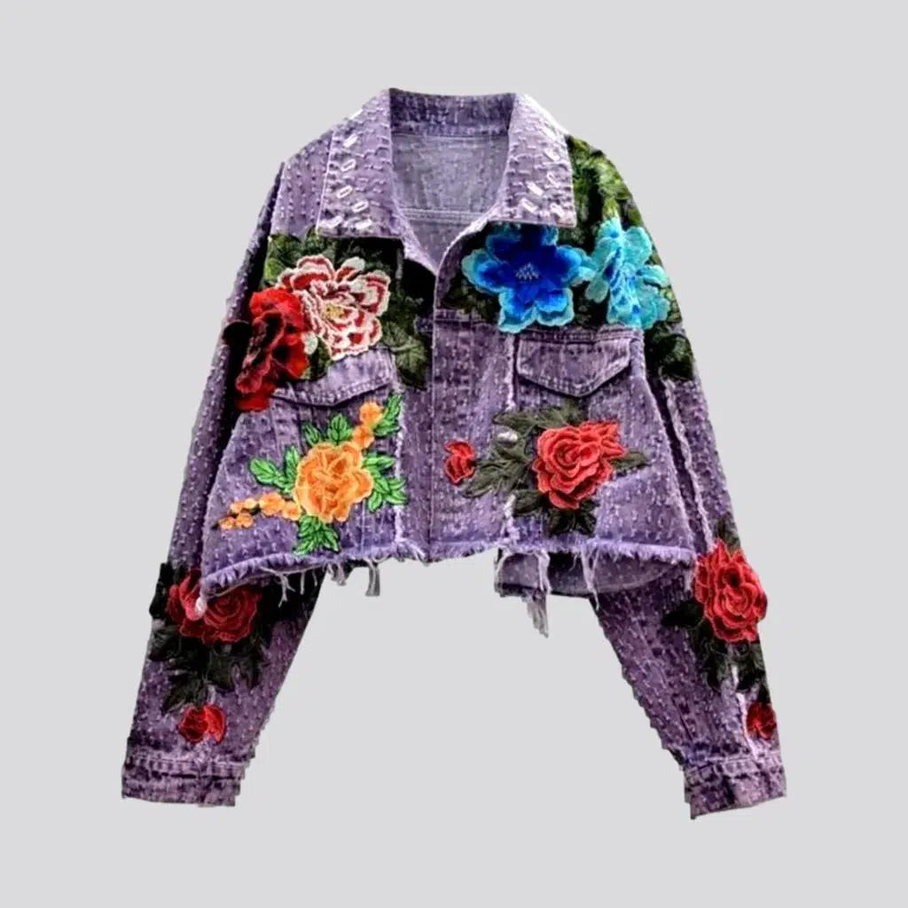 Women's Evening Clothes Embroidered women's jean jacket